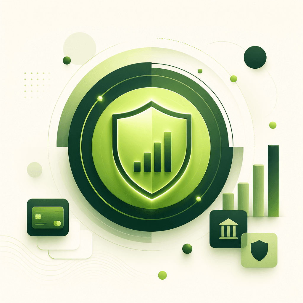 Abstract trust and growth shield motif for Finmatrix values
